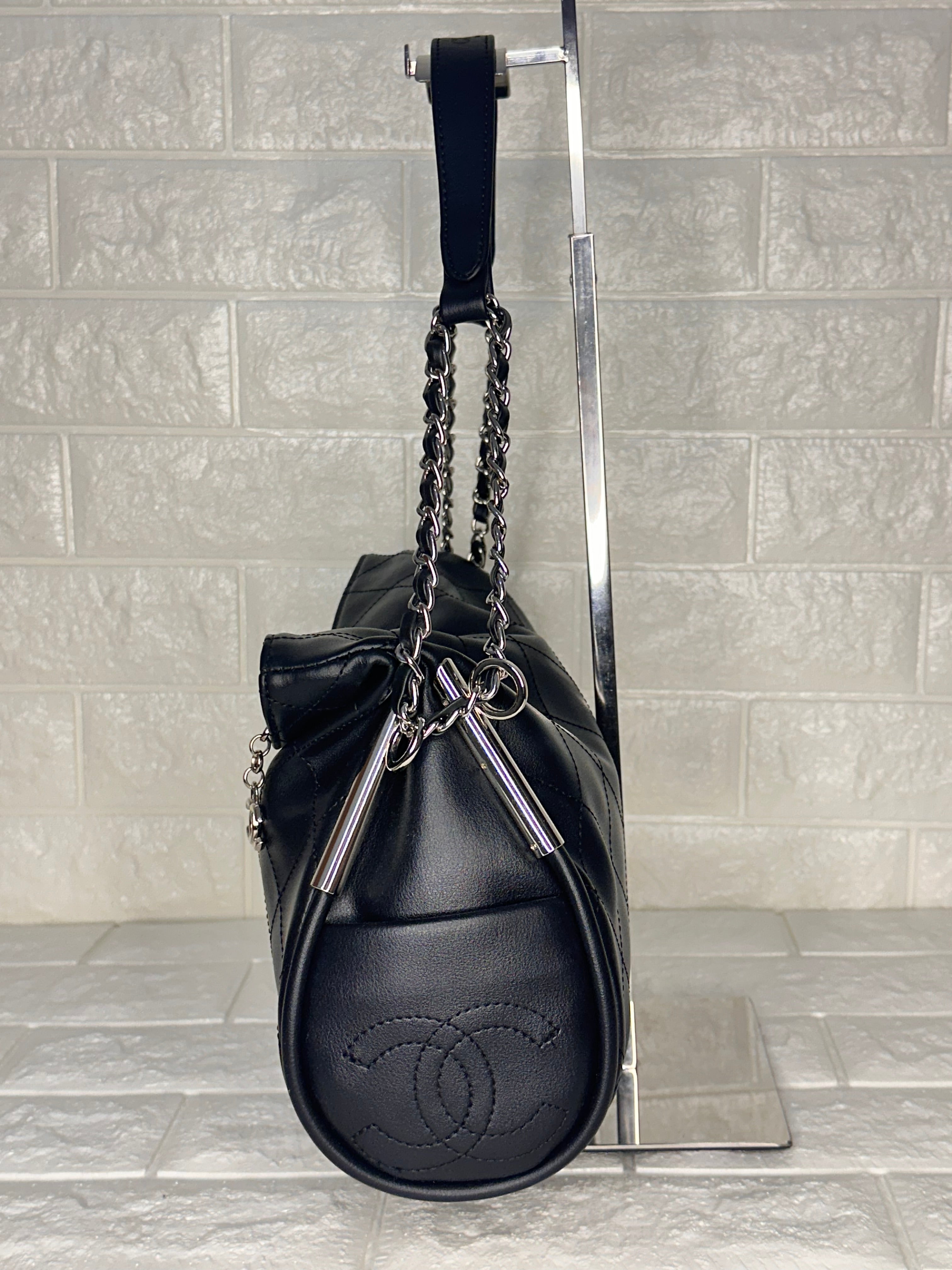 Chanel Soft Hobo Bag Black Silver