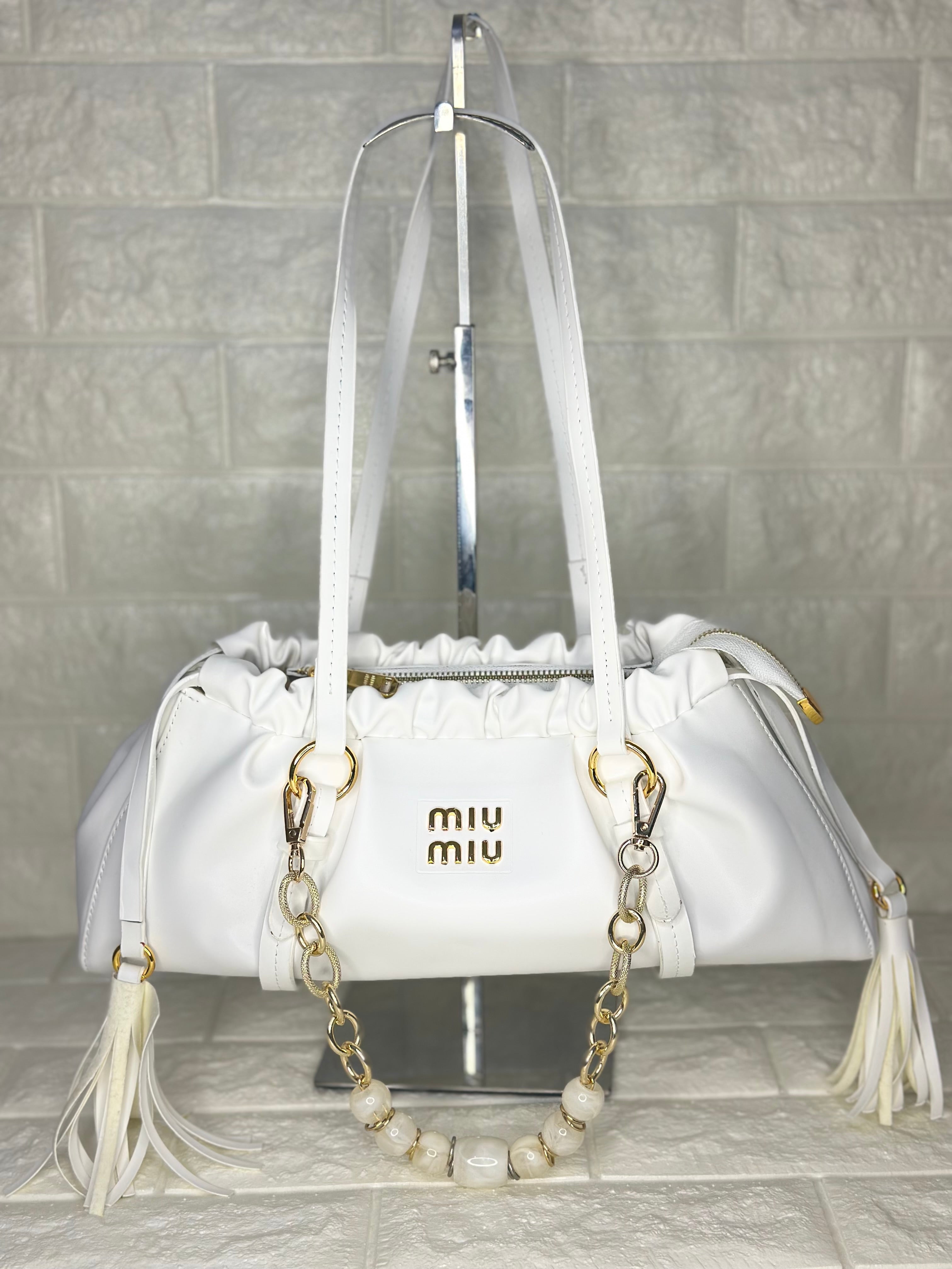 Miu Miu Beaded Bag White