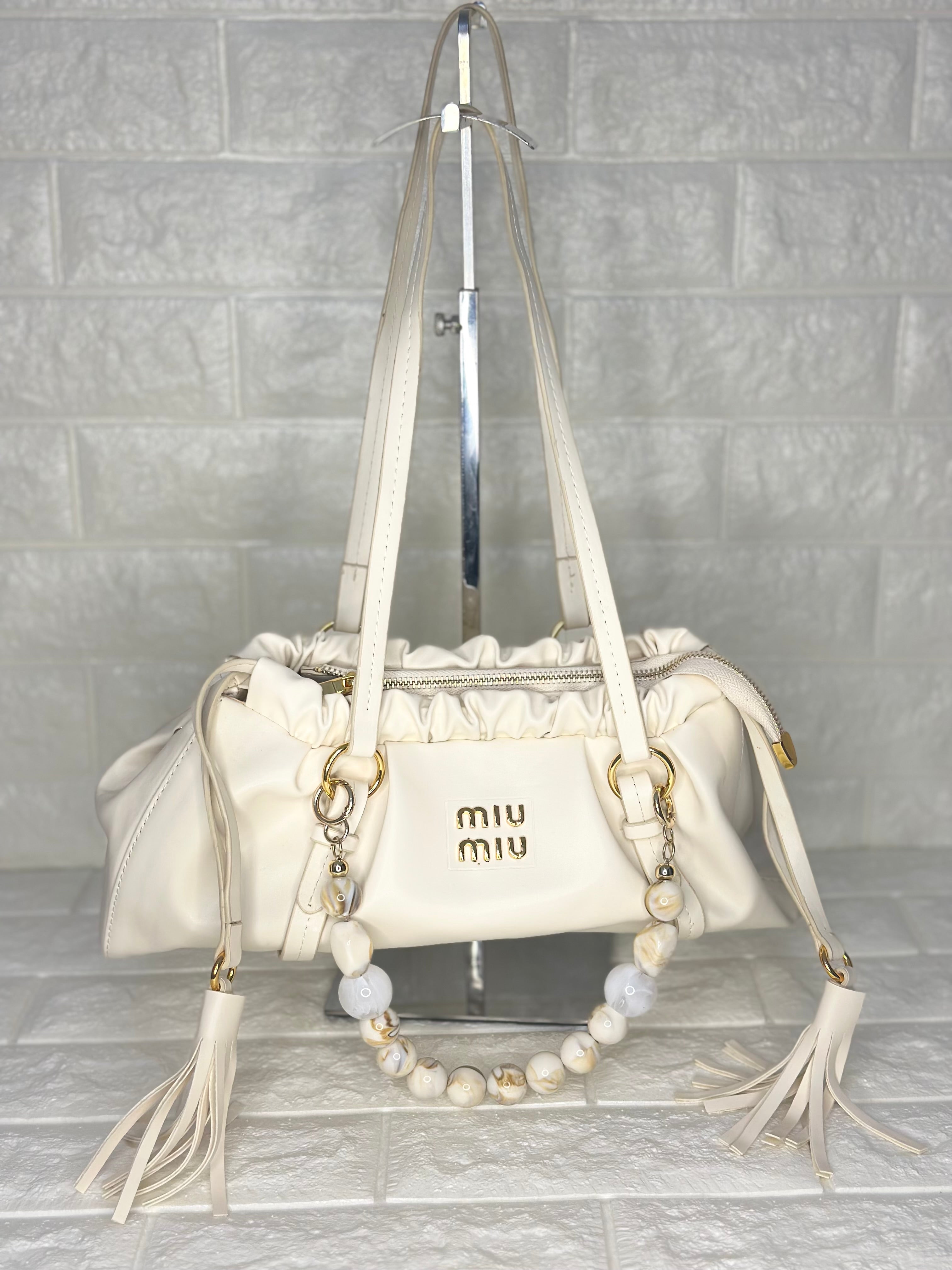 Miu Miu Beaded Bag Cream
