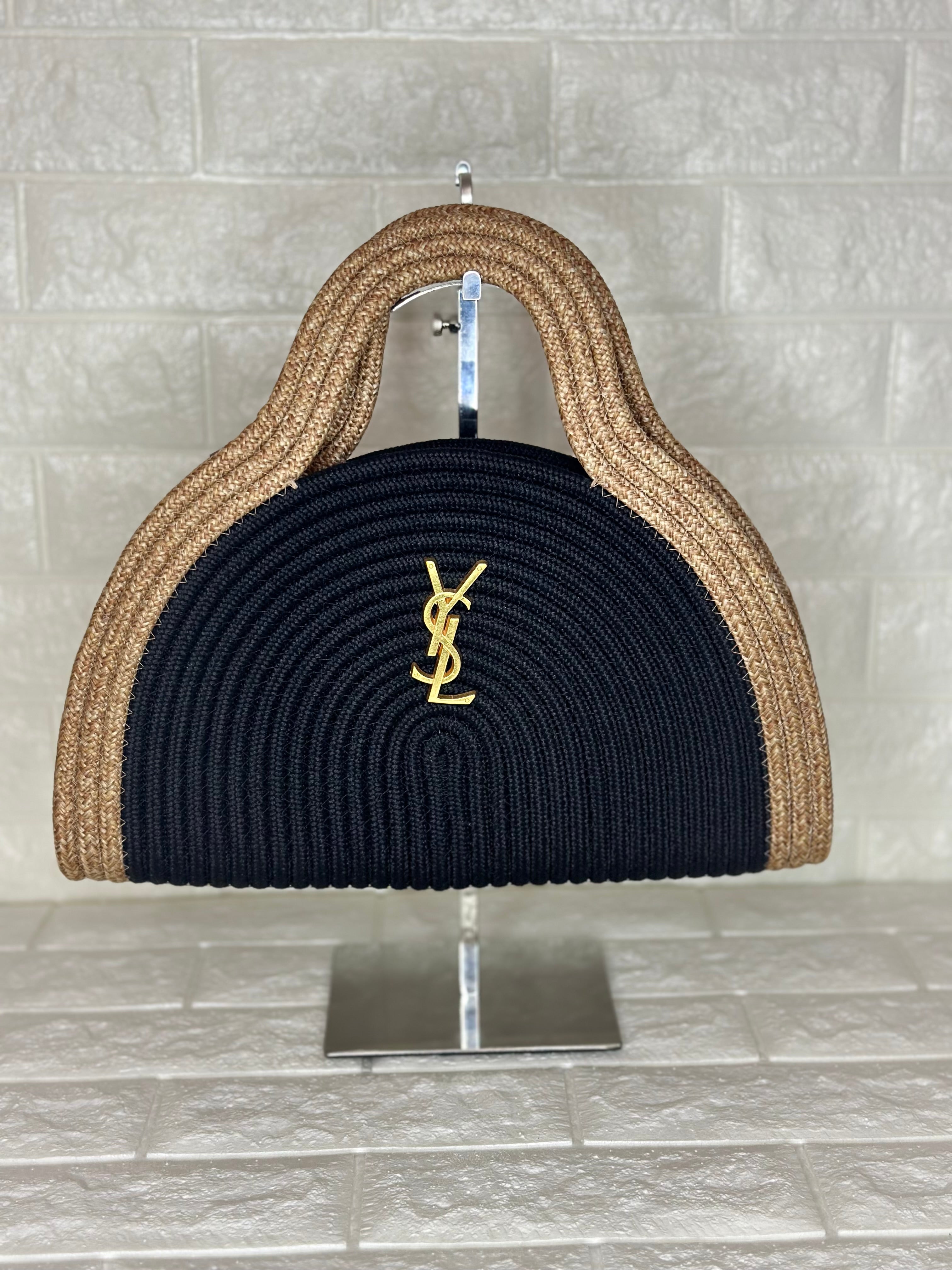 YSL Black Raffia Handbag
