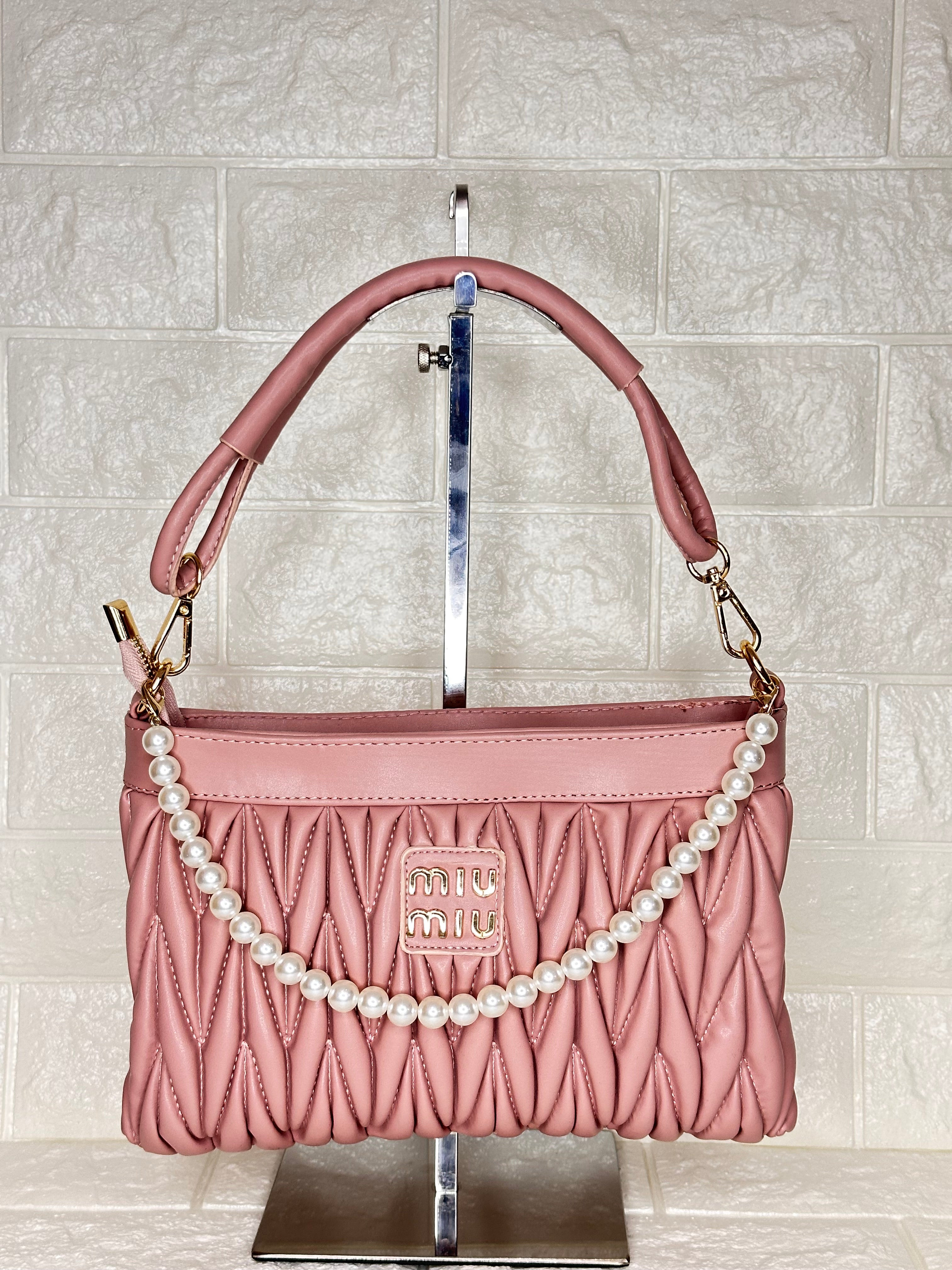 Miu Miu Matelassé Pink Bag with Pearls