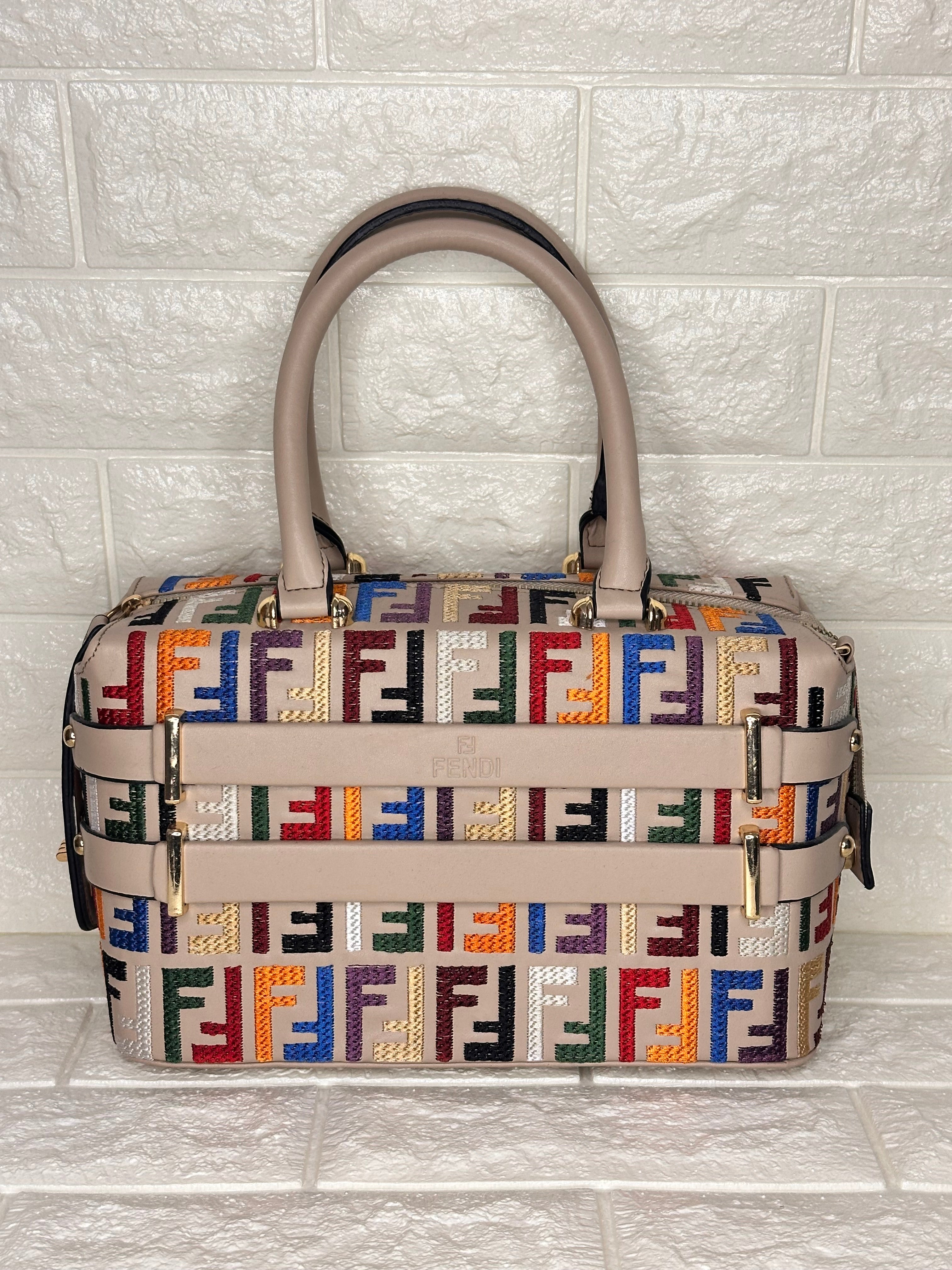 Fendi Multicolor FF Logo Boston Bag
