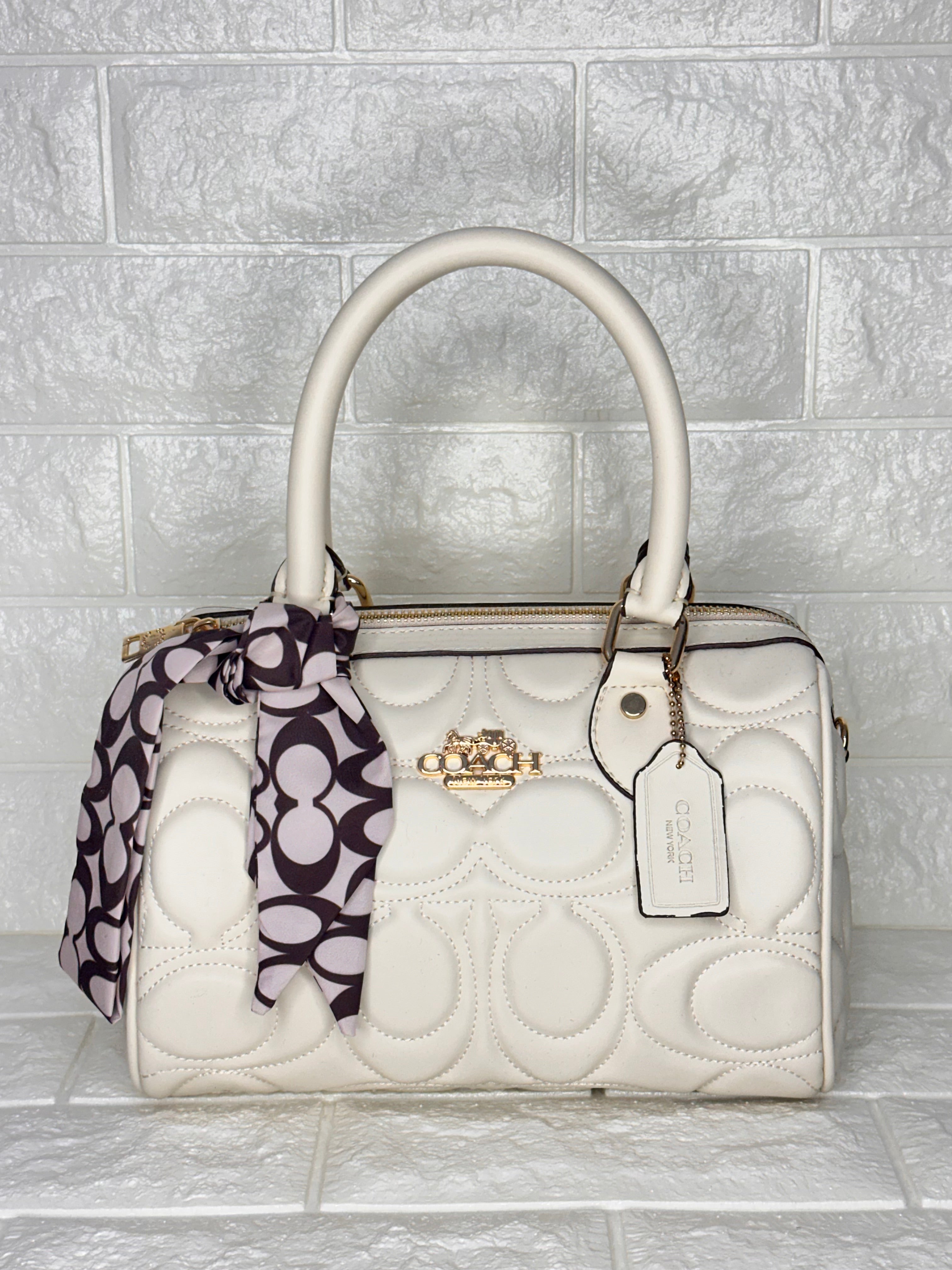 Coach Quilted Satchel Bag White