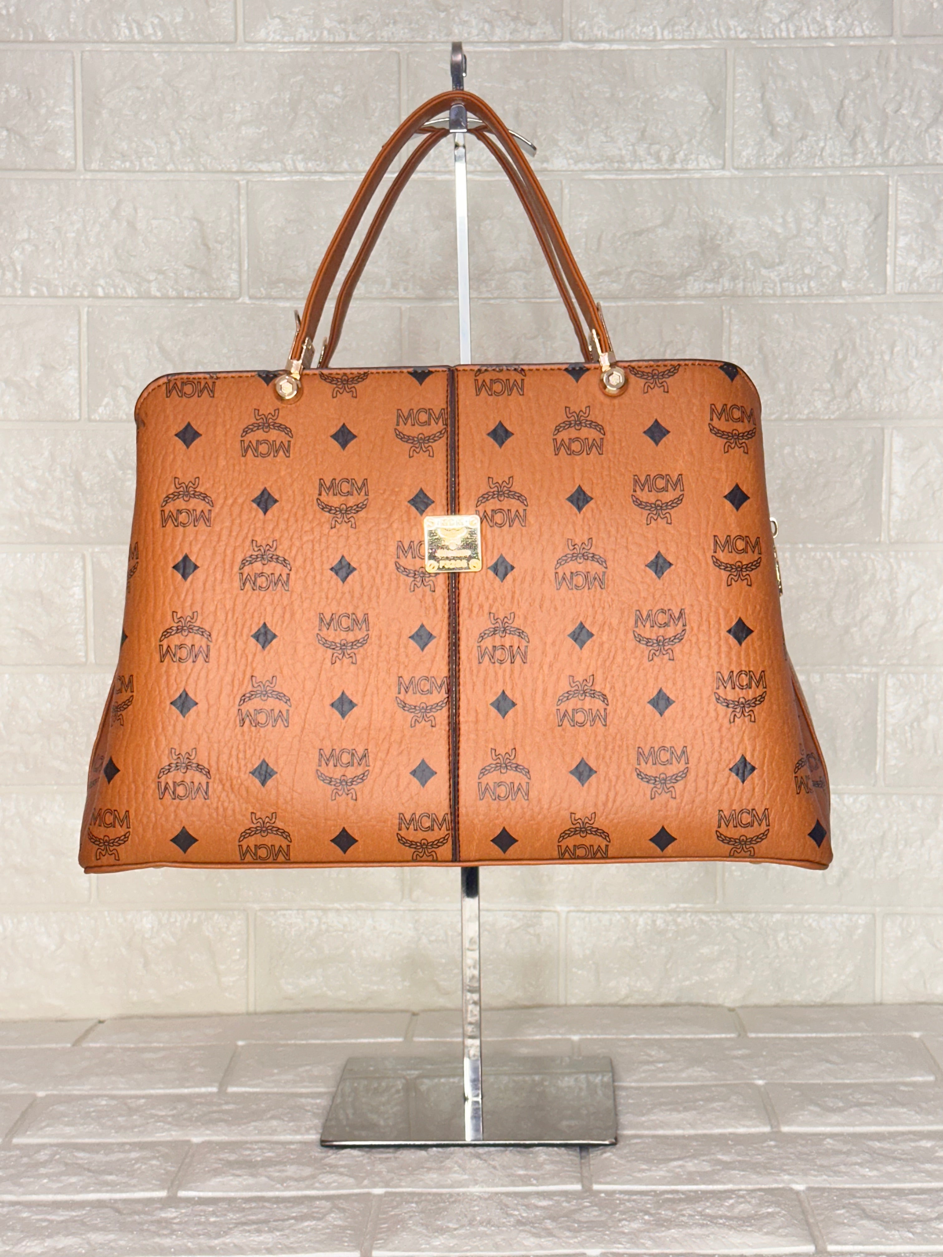 MCM Large Tote Bag Cognac Brown
